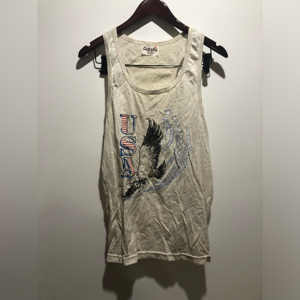 White USA Eagle Graphic Tank Top